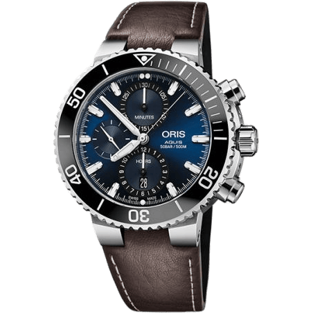 Aquis Chronograph 45.5 Stainless Steel / Blue / Calf