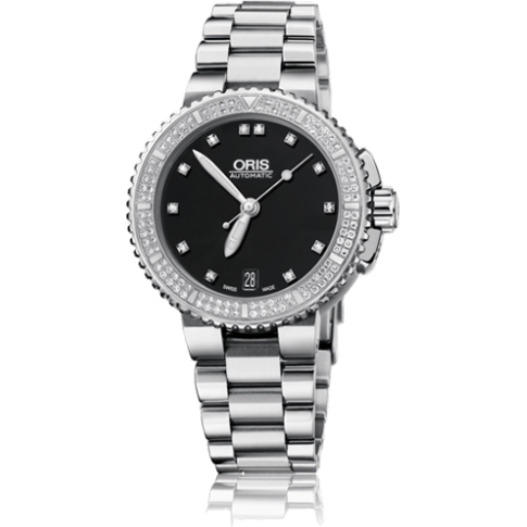 Oris Aquis Date Diamonds 36 Stainless Steel / Black - Diamond / Bracelet 733 7652 4994-07 8 18 01P