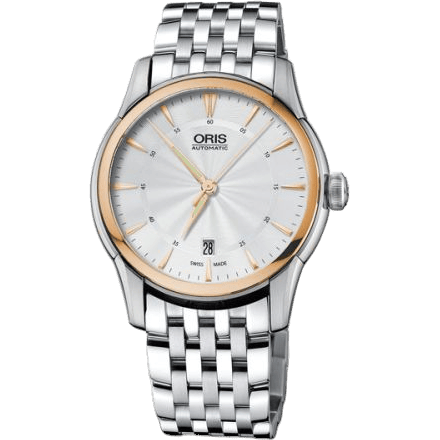 Oris Artelier Date 40.5 Stainless Steel - Rose Gold / Silver / Bracelet 01 733 7670 6351-07 8 21 77