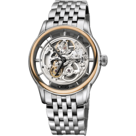 Oris Artelier Translucent Skeleton Stainless Steel - Rose Gold / Bracelet 01 734 7684 6351-07 8 21 77