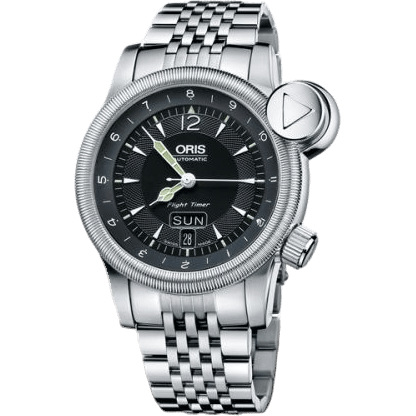 Flight Timer² Day Date Stainless Steel / Black / Bracelet