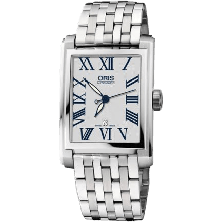 Rectangular Date 30 Stainless Steel / Silver - Roman / Bracelet