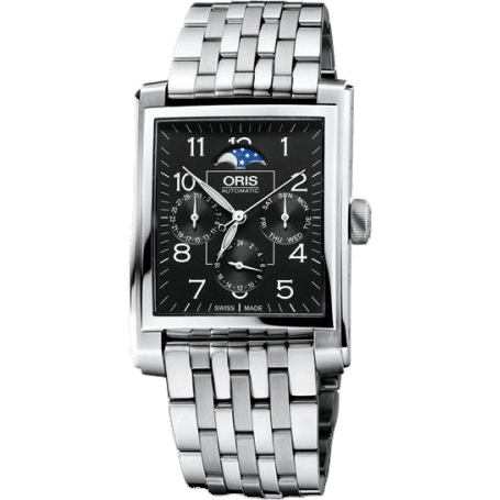 Rectangular Complication Stainless Steel / Black - Arabic / Bracelet