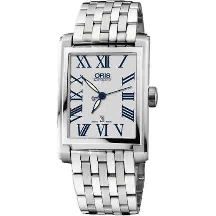 Rectangular Date 30 Stainless Steel / Silver - Roman / Bracelet