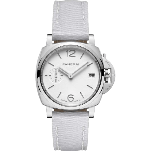 Luminor Piccolo Due 38 Automatic Stainless Steel / White / Prada Re-Nylon Fiordaliso