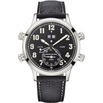 Calatrava Pilot Travel Time Alarm 5520 Platinum / Black