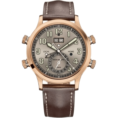 Calatrava Pilot Travel Time Alarm 5520 Rose Gold / Grey