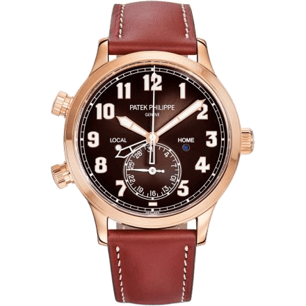 Calatrava Pilot Travel Time 5524 Rose Gold / Brown
