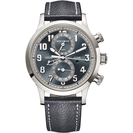 Calatrava Pilot Travel Time Chronograph White Gold / Grey