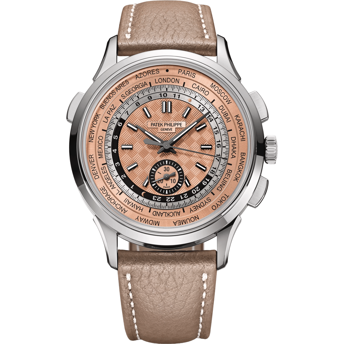Patek Philippe World Time Chronograph 5935 Stainless Steel / Salmon 5935A-001