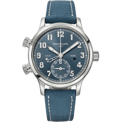 Calatrava Pilot Travel Time 7234 Stainless Steel / Blue