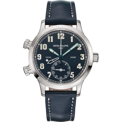 Calatrava Pilot Travel Time 7234 White Gold / Blue