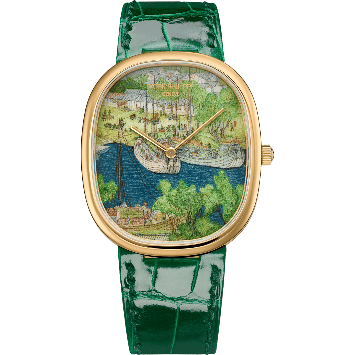 Patek Philippe Golden Ellipse 5738 Yellow Gold / Boats in the Port 5738/50J-016