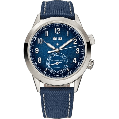 Calatrava 24-Hour Alarm 5322 White Gold / Blue