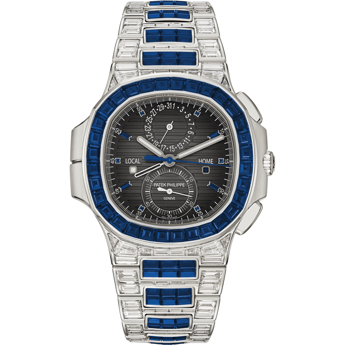 Patek Philippe Nautilus Travel Time White Gold - Sapphire / Grey 5990/1421G-001