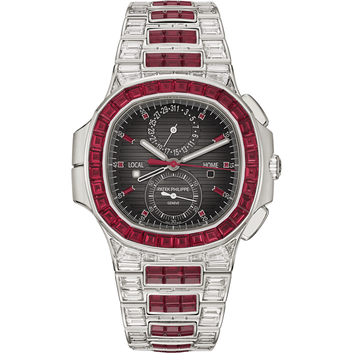 Patek Philippe Nautilus Travel Time White Gold - Ruby / Grey 5990/1422G-001