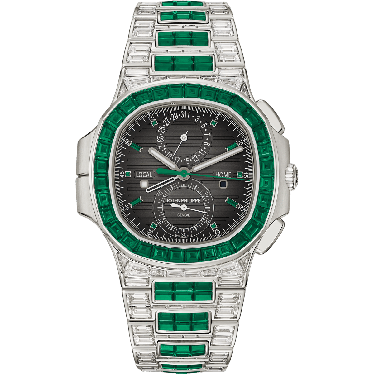 Patek Philippe Nautilus Travel Time White Gold - Emerald / Grey 5990/1423G-001
