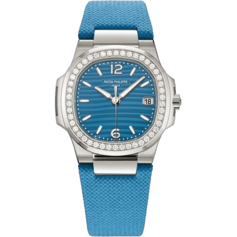 Nautilus 7010 White Gold / Azure Blue / Strap