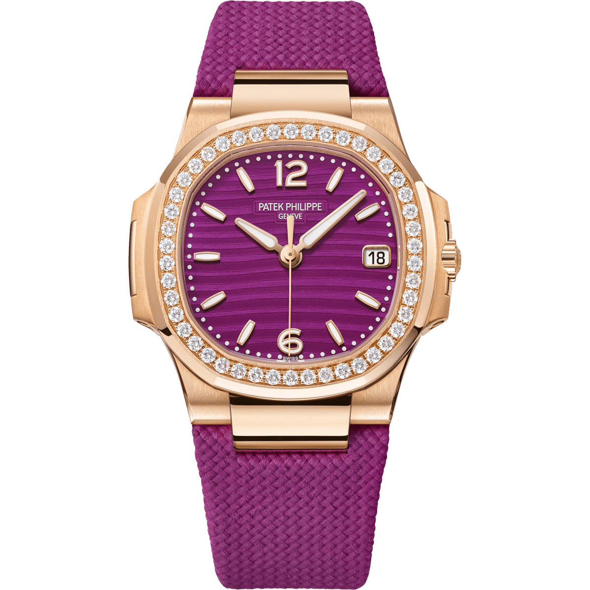 Patek Philippe Nautilus 7010 Rose Gold - Diamond / Purple / Strap 7010R-013