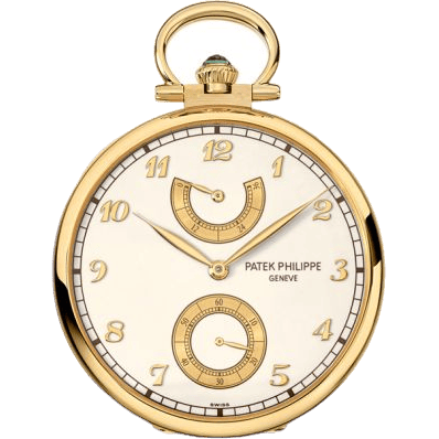 Pocket Watch Lepine Power Reserve Yellow Gold / Mountain Landscape
