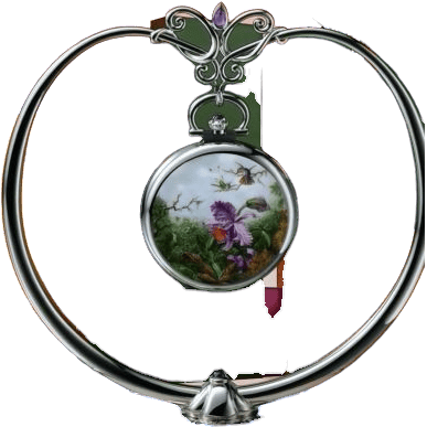 Pocket Watch Lepine White Gold / Orchids & Hummingbirds