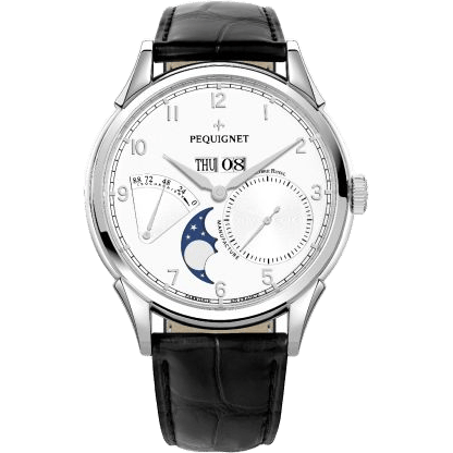 Pequignet Royale Grand Sport Moonphase Silver Numerals / Black Strap 9030433CN