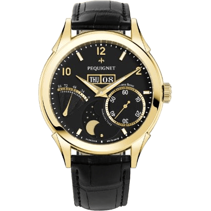 Pequignet Rue Royale Moonphase Yellow Gold / Black / Black Alligator 9011448CN