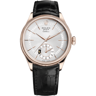 Cellini Dual Time Everose / Silver / Alligator Black