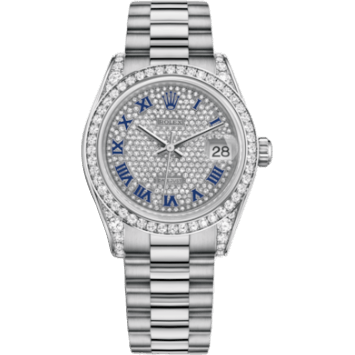 Rolex Datejust 31 White Gold Diamond / President / Paved Roman 178159-0028