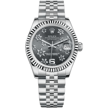 Rolex Datejust 31 Stainless Steel Fluted / Jubilee / Dark Rhodium Floral 178274-0092