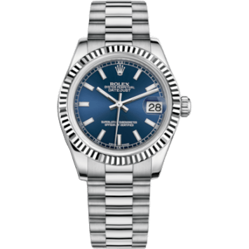 Rolex Datejust 31 White Gold Fluted / President / Blue 178279-0041