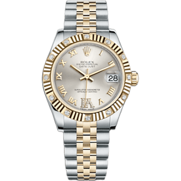 Rolex Datejust 31 Rolesor Fluted Diamond / Jubilee / Silver Roman 178313-0074