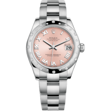 Rolex Datejust 31 Stainless Steel Domed Diamond / Oyster / Pink Roman 178344-0012