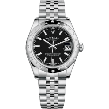 Rolex Datejust 31 Stainless Steel Domed Diamond / Jubilee / Black 178344-0044