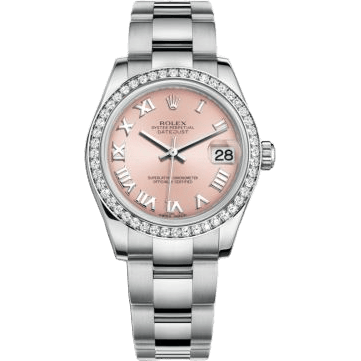 Rolex Datejust 31 Stainless Steel Diamond / Oyster / Pink - Roman 178384-0024