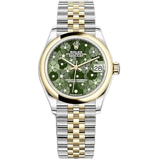 Rolex Datejust 31 Stainless Steel / Yellow Gold / Domed / Olive - Floral / Jubilee 278243-0032