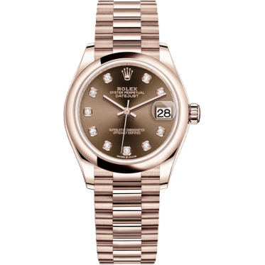 Rolex Datejust 31 Rose Gold / Domed / Chocolate - Diamond / President 278245-0016