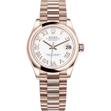 Rolex Datejust 31 Rose Gold / Domed / White - Roman / President 278245-0018