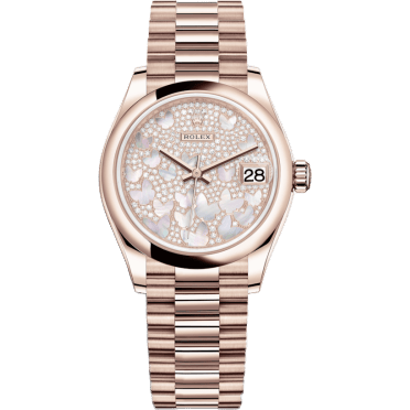 Rolex Datejust 31 Rose Gold / Domed / Butterfly / President 278245-0020