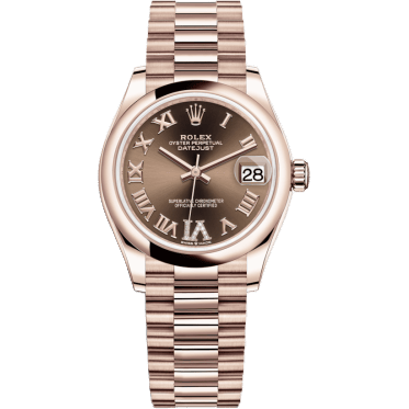 Rolex Datejust 31 Rose Gold / Domed / Chocolate - Roman / President 278245-0024