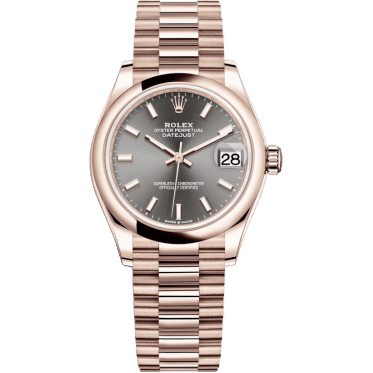 Datejust 31 Rose Gold / Domed / Grey / President