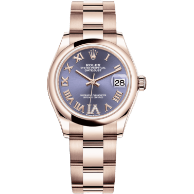 Rolex Datejust 31 Rose Gold / Domed / Aubergine - Roman / Oyster 278245-0027