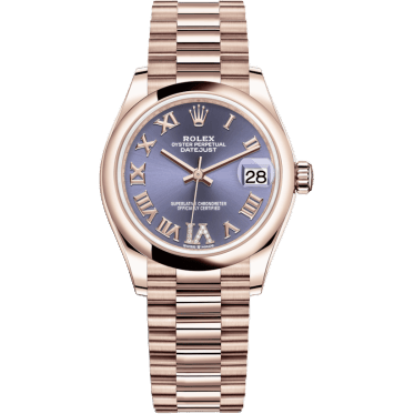 Rolex Datejust 31 Rose Gold / Domed / Aubergine - Roman / President 278245-0028