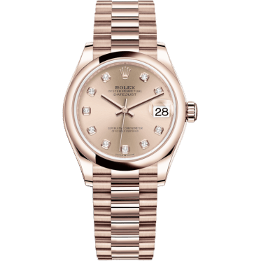 Rolex Datejust 31 Rose Gold / Domed / Rose - Diamond / President 278245-0030