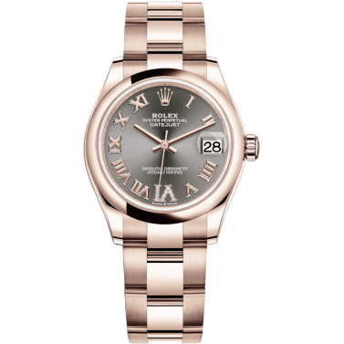 Datejust 31 Rose Gold / Domed / Grey - Roman / Oyster