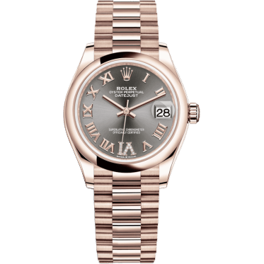 Rolex Datejust 31 Rose Gold / Domed / Grey - Roman / President 278245-0032