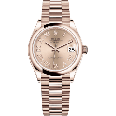 Rolex Datejust 31 Rose Gold / Domed / Rose - Roman / President 278245-0034
