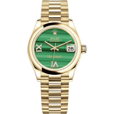 Rolex Datejust 31 Yellow Gold / Domed / Malachite / President 278248-0004