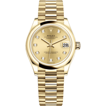 Rolex Datejust 31 Yellow Gold / Domed / Champagne - Diamond / President 278248-0014
