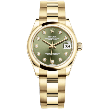 Datejust 31 Yellow Gold / Domed / Olive - Diamond / Oyster